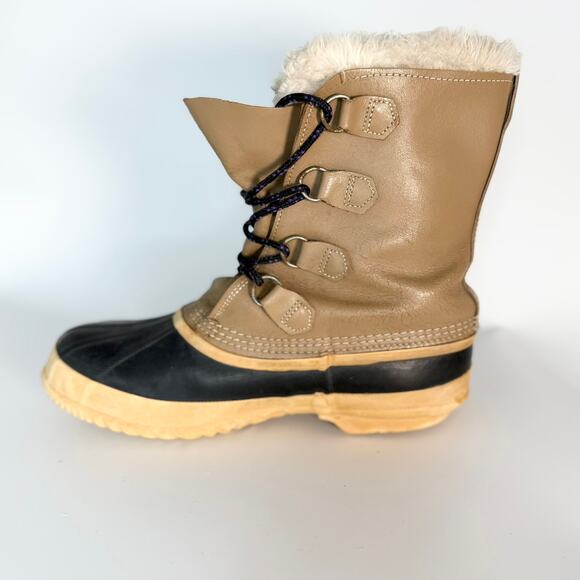 Sorel Manitou Waterproof Fleece Nubuck Leather Rubber Winter Boots Tan Men 10 - Picture 5 of 13